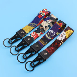 Pingente De Chaveiro Estampado Japonês , metal Em Couro