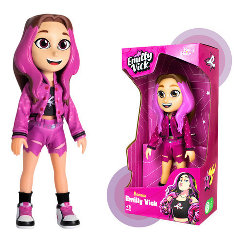 Boneca Emilly Vick Dos Rosa Youtuber Kids Oficial Infantil 26cm ...