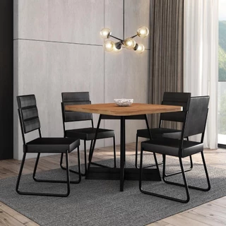 Conjunto Sala de Jantar 4 Cadeiras Charlotte Carraro Nogal Preto