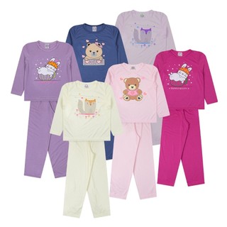 Kit 6 Peças Pijama Infantil Juvenil Menina Brilha no Escuro 3 Blusas + 3 Calças em Oferta na Shopee