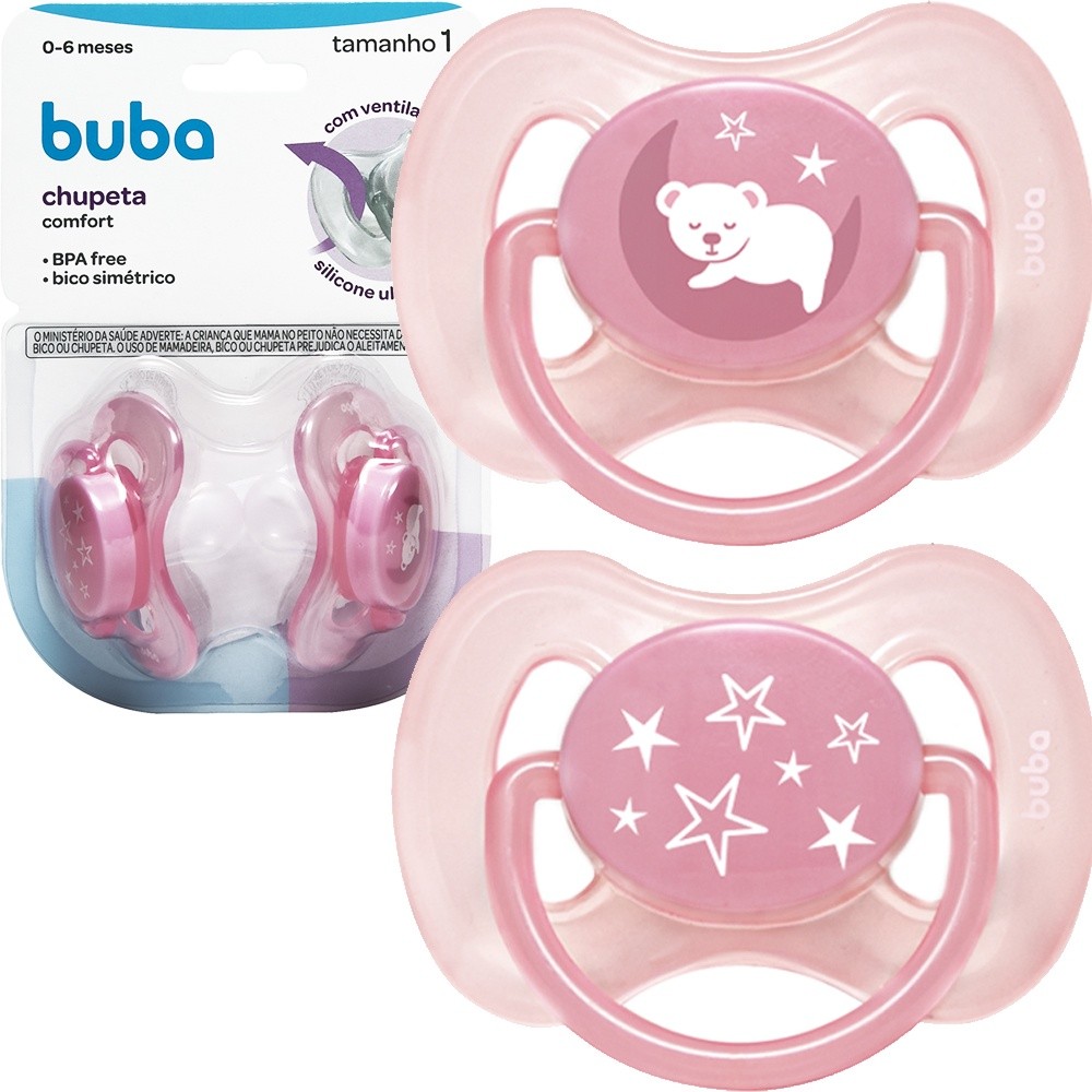Kit 2 Chupetas Silicone Confort Ultra Soft 0-6 Meses Tamanho 1 Recém ...