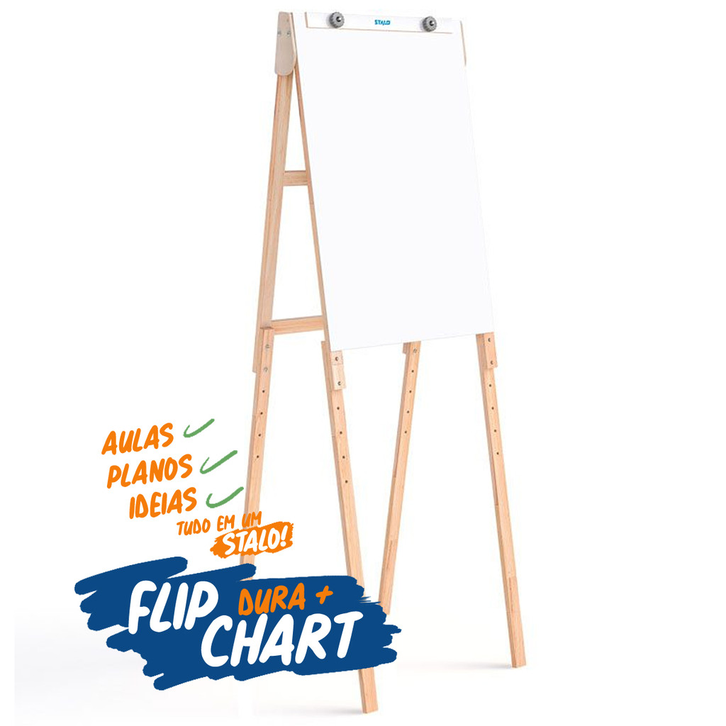 Quadro Cavalete Flip Chart 87x56cm Madeira Mdf Com Lousa Branca Suporte ...