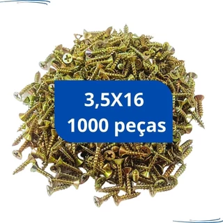 Parafuso para Madeira MDF Kit Caixa 1000 peças 3,5x16 Chipboard Cabeça Chata Philips Ph2 3,5 x 16 Show