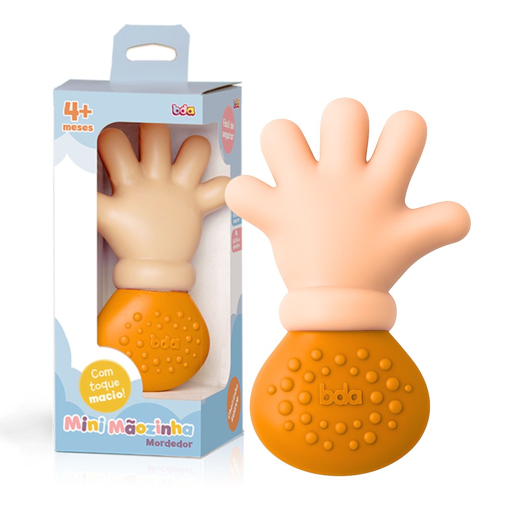 Mordedor Mini Mãozinha Laranja Vinil Atóxico 3323 - Toyster | Shopee Brasil