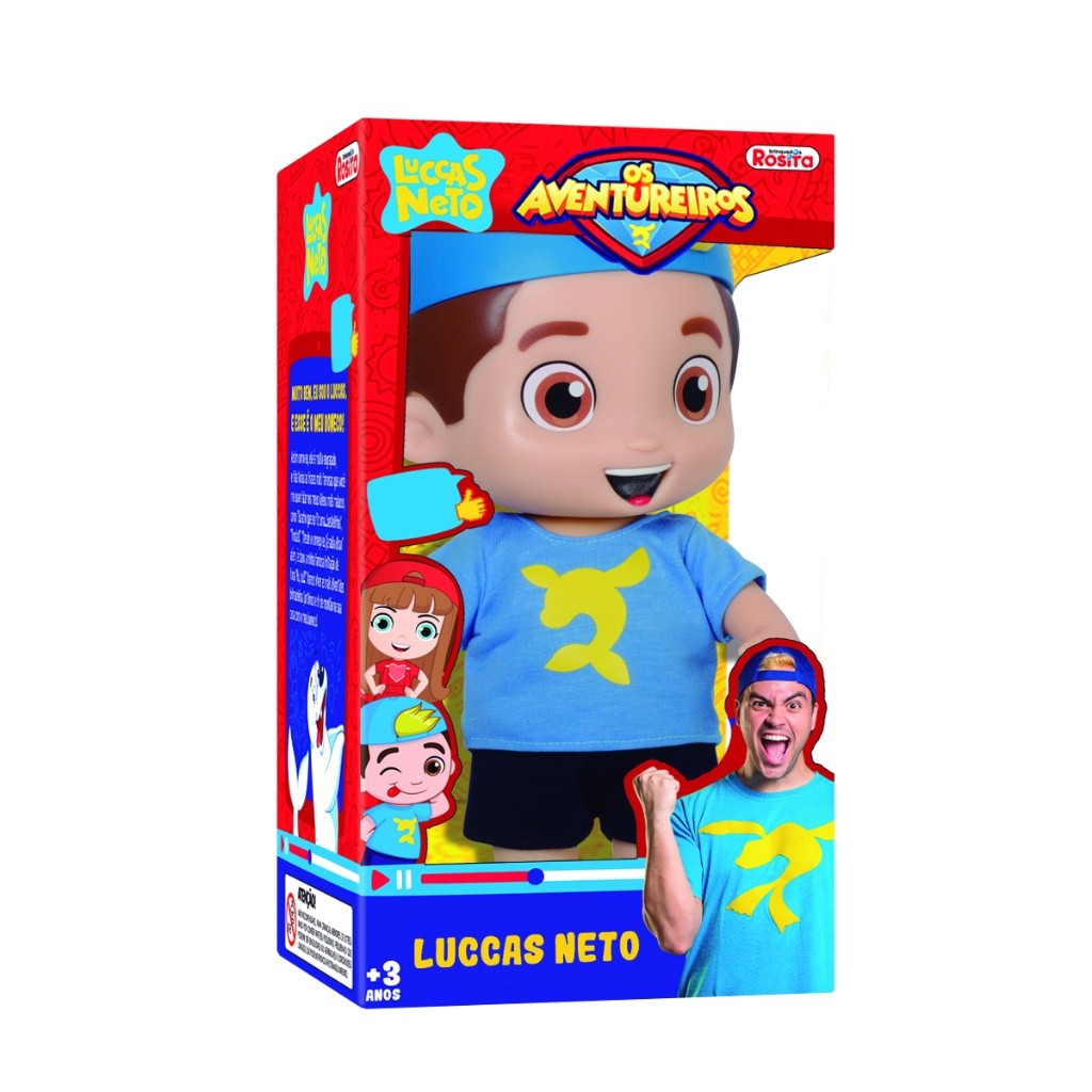 BONECO AVENTUREIRO AZUL 27 CM LUCCAS NETO - ORIGINAL ROSITA 2023 ...