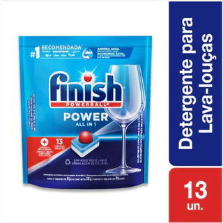 Finish All in 1 Detergente Tablete Lava Louças 13 Unidades Brilho e Limpeza Rápida