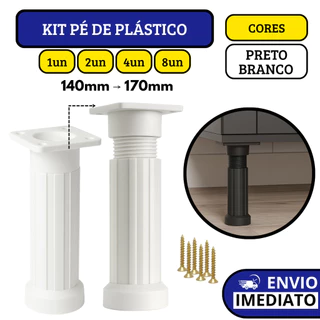 Kit Pé Regulável De Plástico Para Móveis Com Parafuso Nivelador Armário Estante Balcão