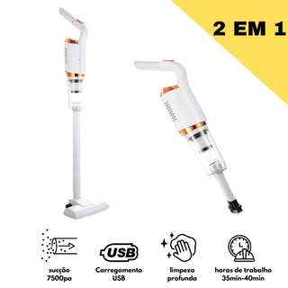 Aspirador De Pó Sem Fio Portátil Limpeza Manual Uso Domestico USB 2 EM 1