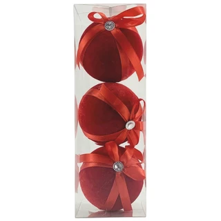 Enfeite Bola De Natal Vermelha 8 cm 3 Peças Decoração em Oferta na Shopee