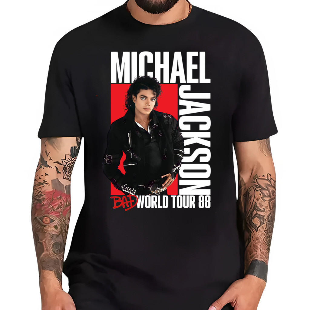 Michael Jackson BAD World Tour 1988 Tシャツ Camisa Michael Jackson Bad World Tour 1988 Camiseta Unissex 100