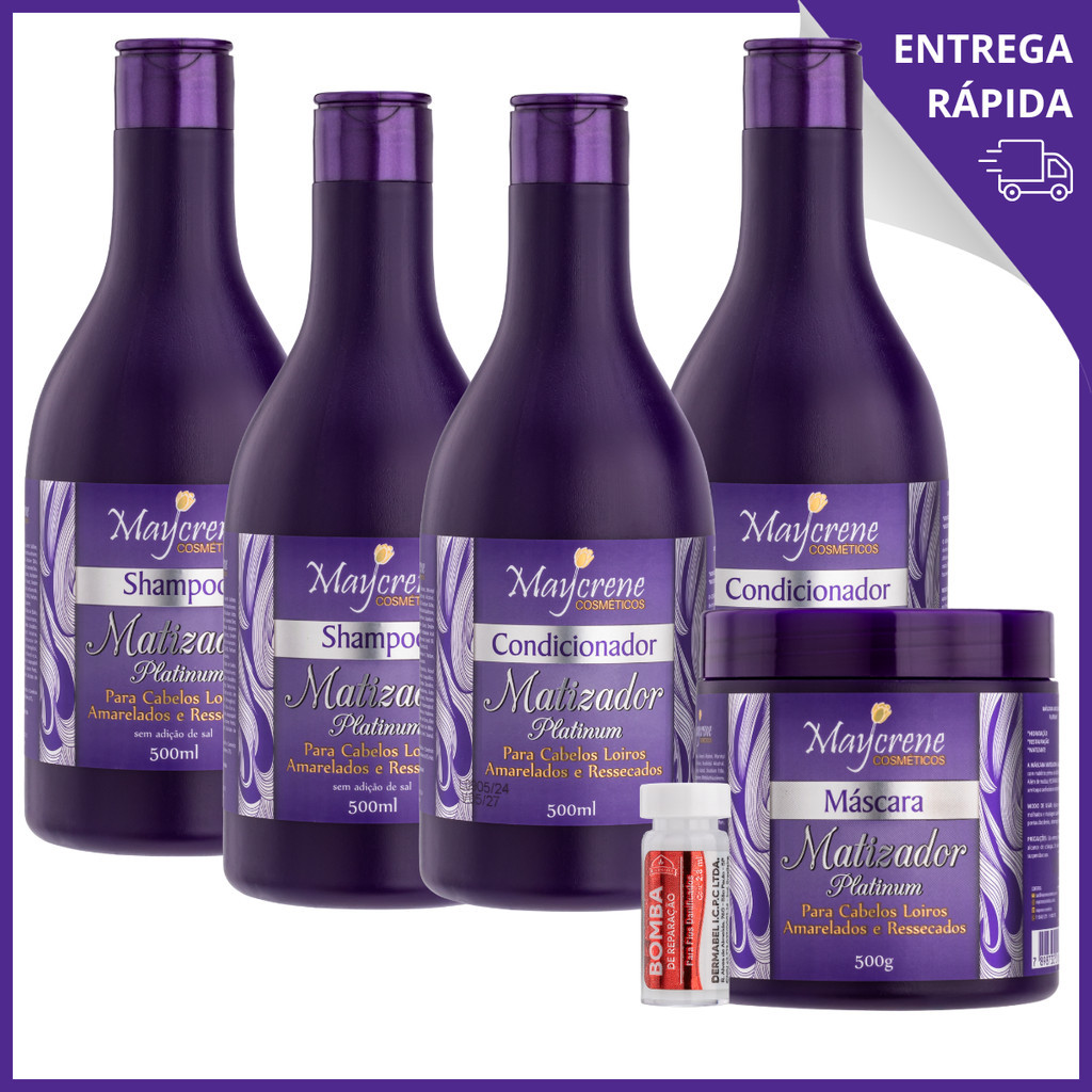Kits Matizador Desamarela Cabelos Loiros Grisalhos Platinado 5x500 ...