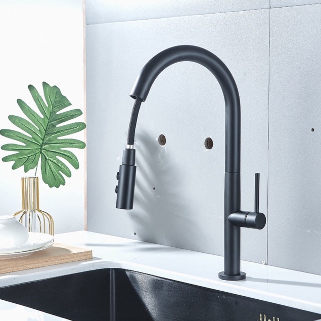 Preto Torneira De Cozinha 360 Rotating Blackened Sink Tap Frio e Quente ...