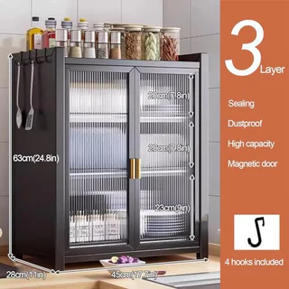 Prateleira para pratos de cozinha, camada dupla/três camadas com gancho, placa de aço preta multiuso new_life em Oferta na Shopee