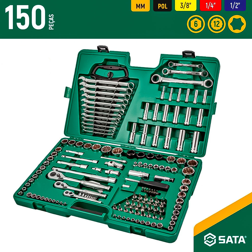 Kit Jogo De Ferramentas Maleta 150 Peças SATA - ST09510L