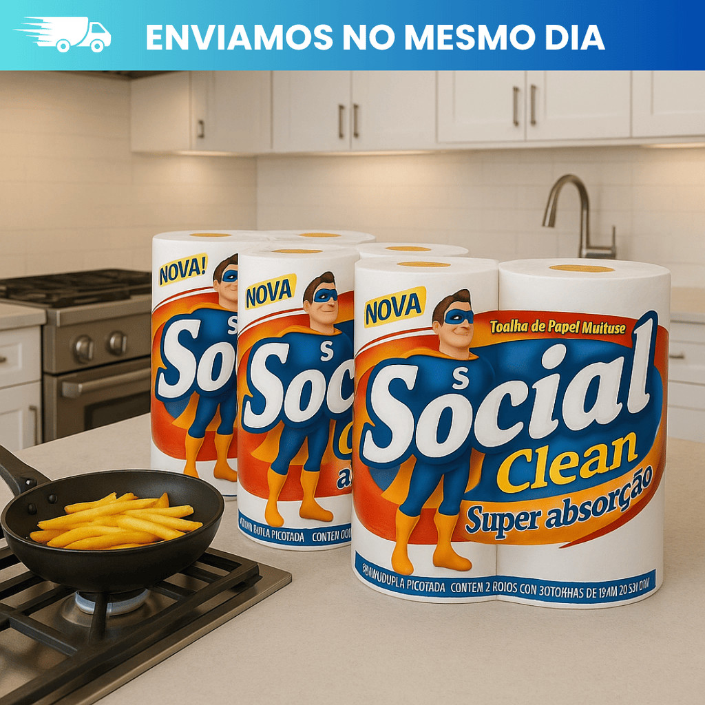 Rolos De Toalha De Papel Branco Picotado Para Cozinha - Social Clean