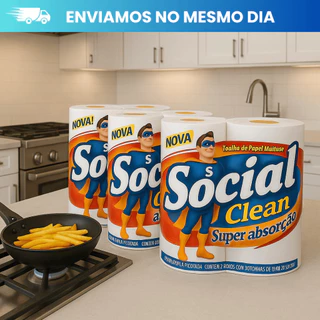 Rolos De Toalha De Papel Branco Picotado Para Cozinha - Social Clean