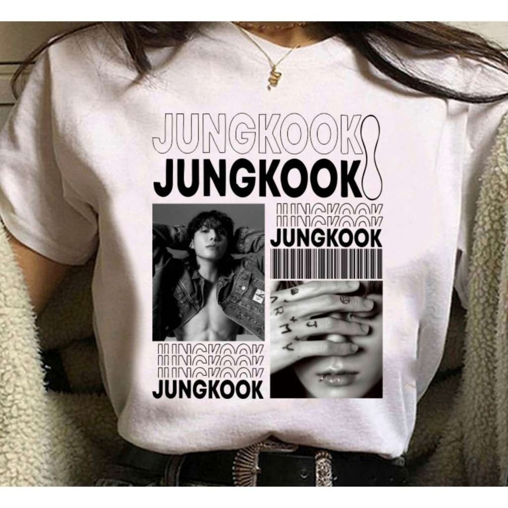 Blusa Jungkook Camiseta Aesthetic Kpop Algodão Moderna Estampa
