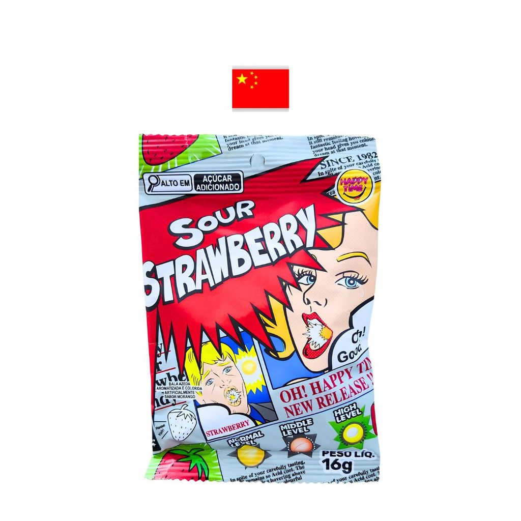 GL SUPER SOUR CANDY STRAWBERRY 16g - Bala azeda sabor morango. Origem ...