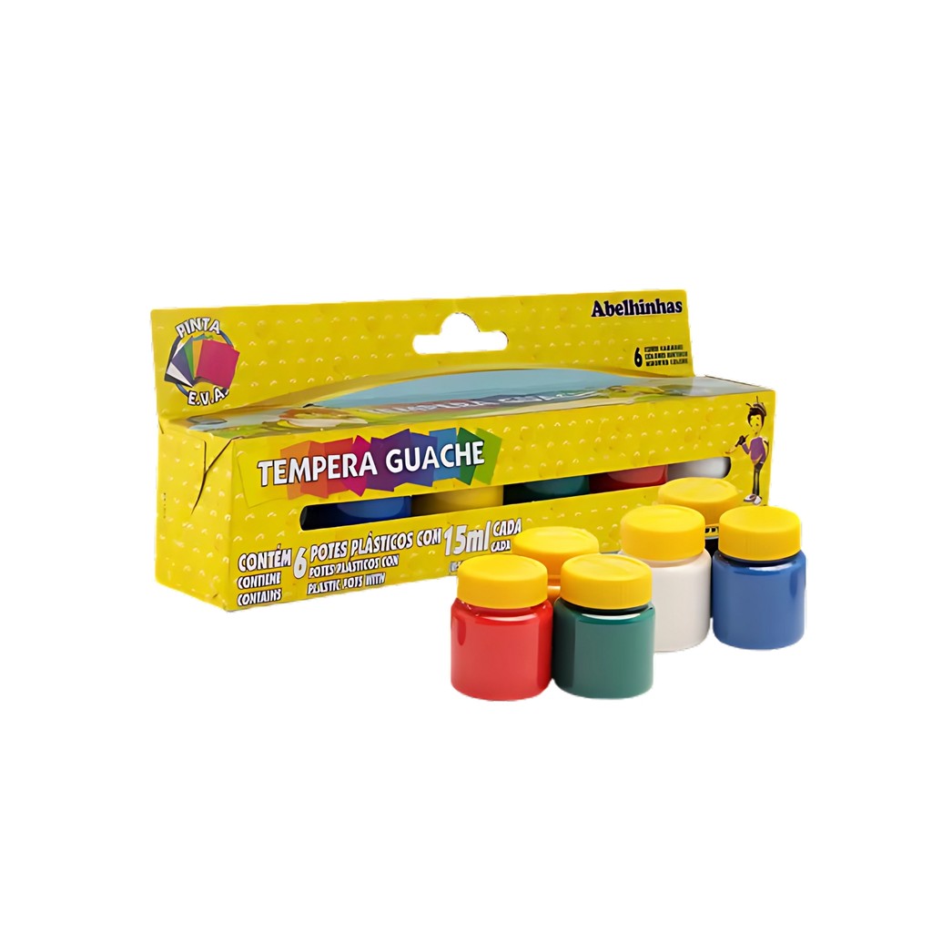 Tinta Guache 6 Cores Acrilex 15ml Tempera Lavável Escolar | Shopee Brasil