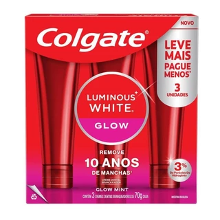 Creme Dental Para Clareamento Colgate Luminous White Glow 70g 3un em Oferta na Shopee