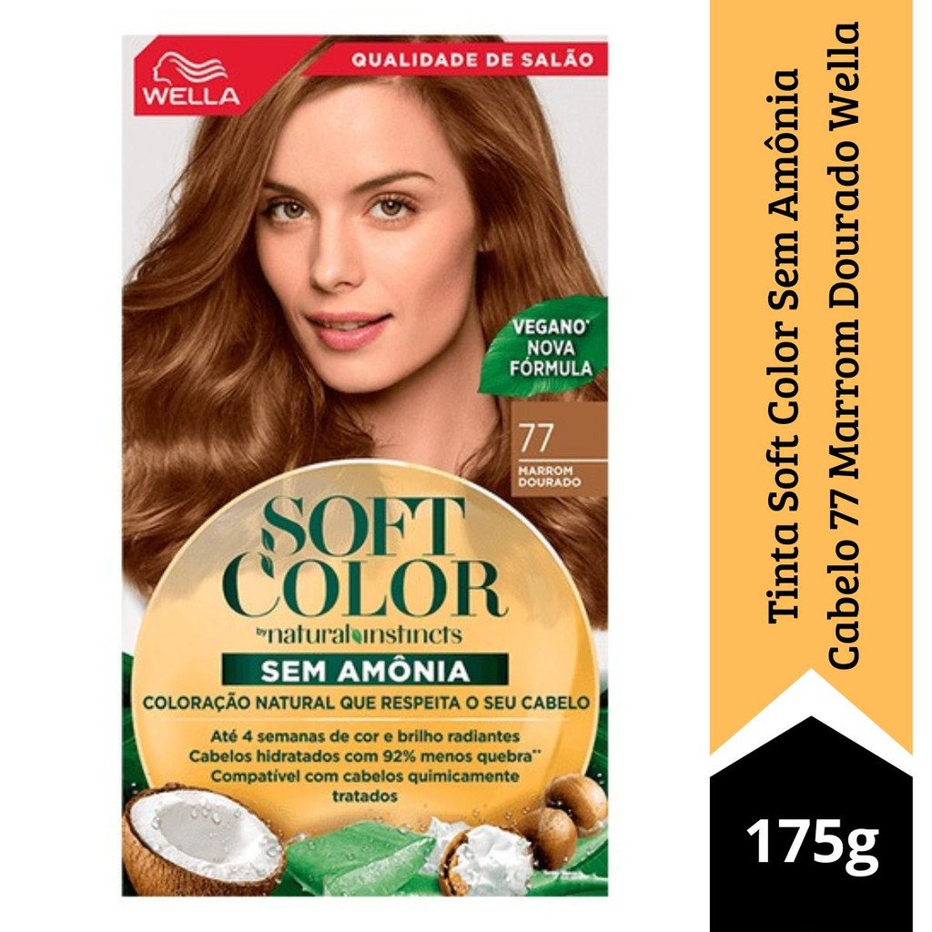 Tinta Soft Color Sem Amônia Cabelo 77 Marrom Dourado Wella | Shopee Brasil