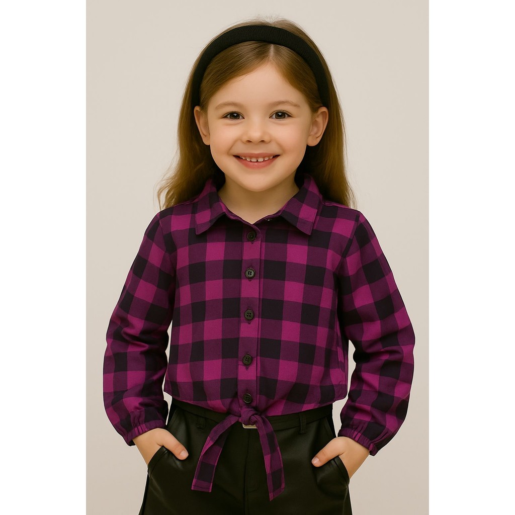 Camisa Xadrez Meninas Juvenil Infantil Com Amarração Menina Moda ...