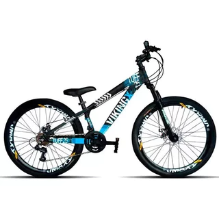 Mountain bike VikingX Tuff 25 aro 26 13" 21v freios de disco mecânico Cor Preto e Azul em Oferta na Shopee