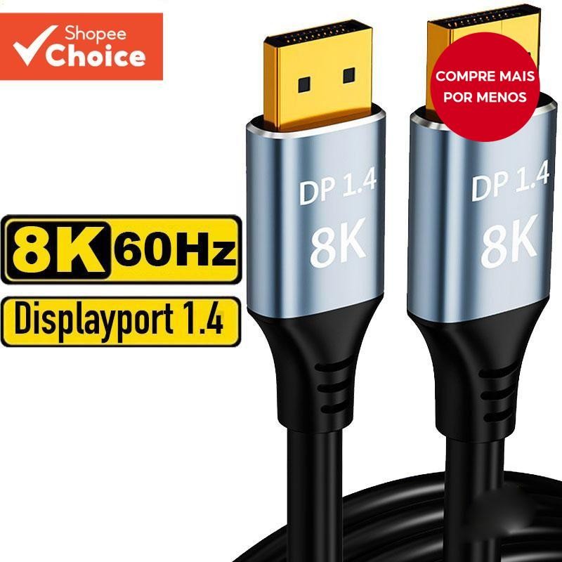 Cabo Displayport DP1.4 Para Monitor De Computador De Alta Velocidade 8K 60Hz 4K 144Hz HDR EARC Splitter Switcher