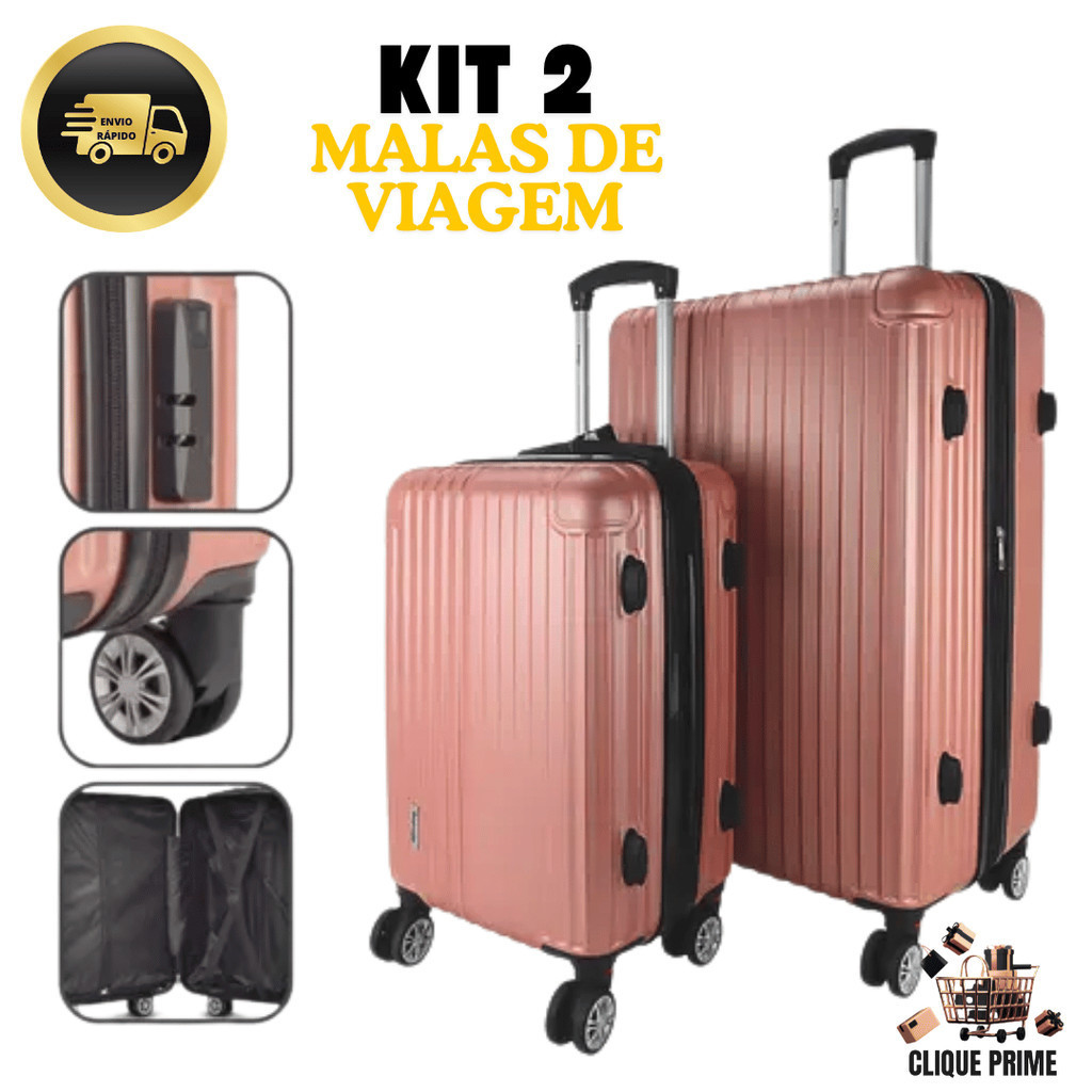 Kit Malas De Viagem Rose Mala 10 Kg e 23 Kg Com Rodinha 360° Pequena E ...