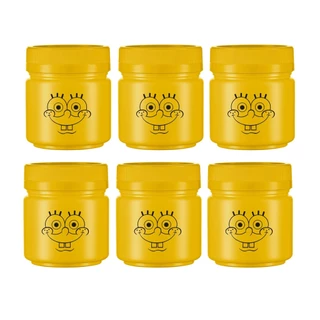 Kit 6 Mini Pote Organizadores Plastico 150ml Bob Esponja Amarelo Empilhável Coleção Bob Esponja