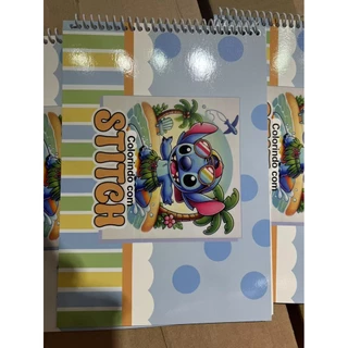 Livro de Colorir Stitch Azul 50 Folhas Caderno de Desenho Holográfico Capa Dura em Oferta na Shopee