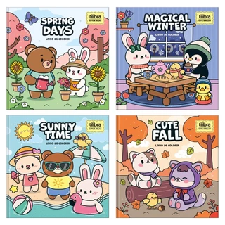 Kit C/ 4 Livro Colorir Bobbie Goods TILIBRA - Relax Seasons 46 Folhas em Oferta na Shopee