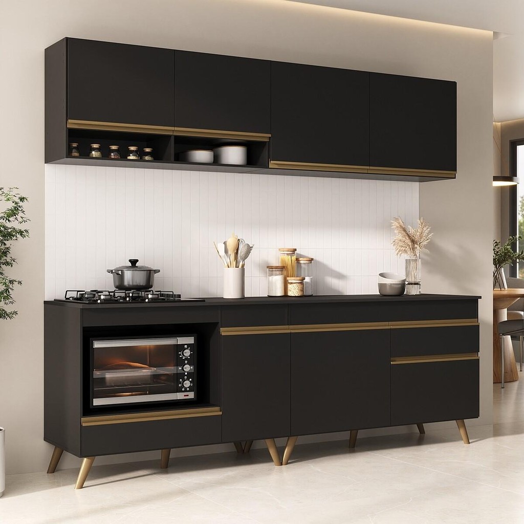Armário de Cozinha Modulada Compacta com Balcão para Cooktop/Forno