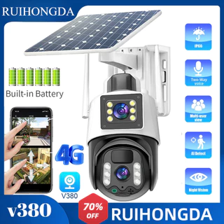 RUIHONGDA V380 Pro 4G Cartão Sim Câmera Solar CCTV Sem Fio Externa , Conexão Doméstica 8MP 4K , Visualização De Tela Dup