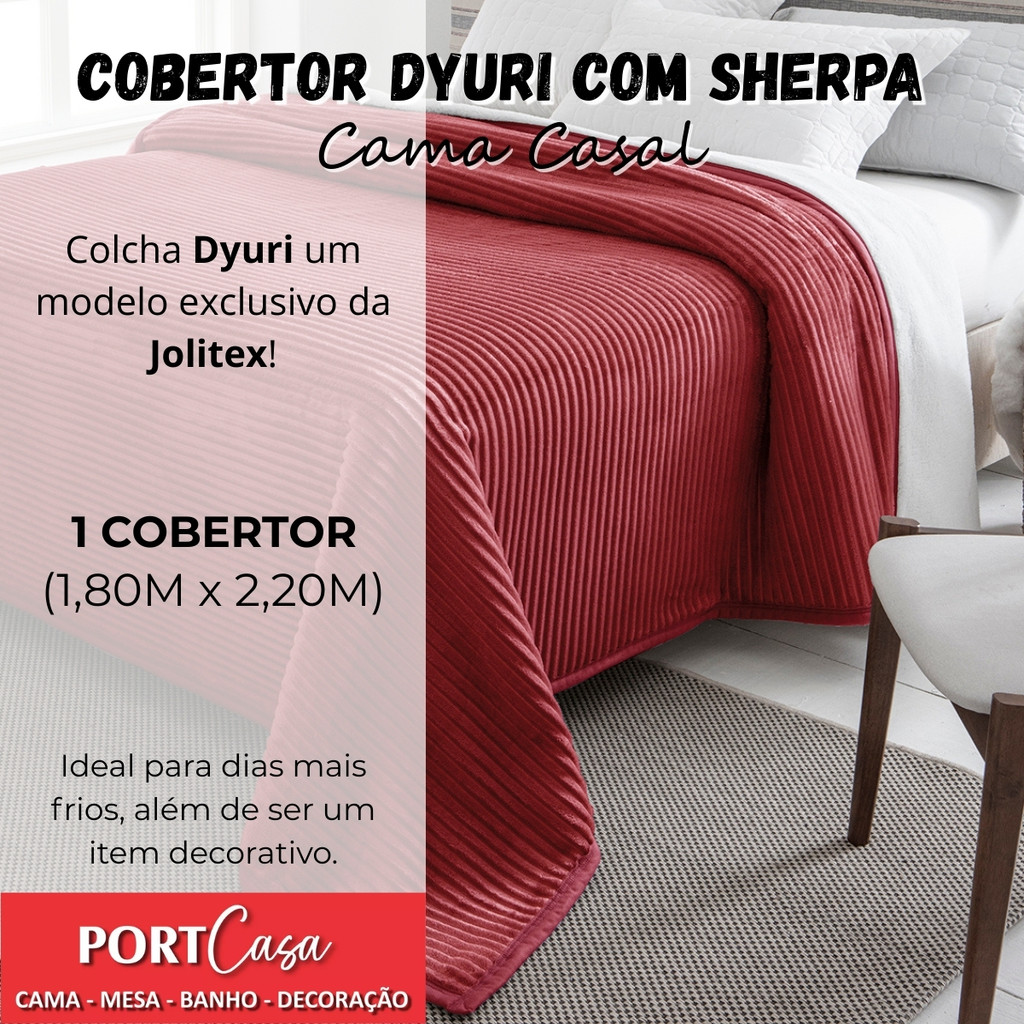 Cobertor Casal Jolitex Dyuri Com Sherpa Ultra Macio 180x220cm