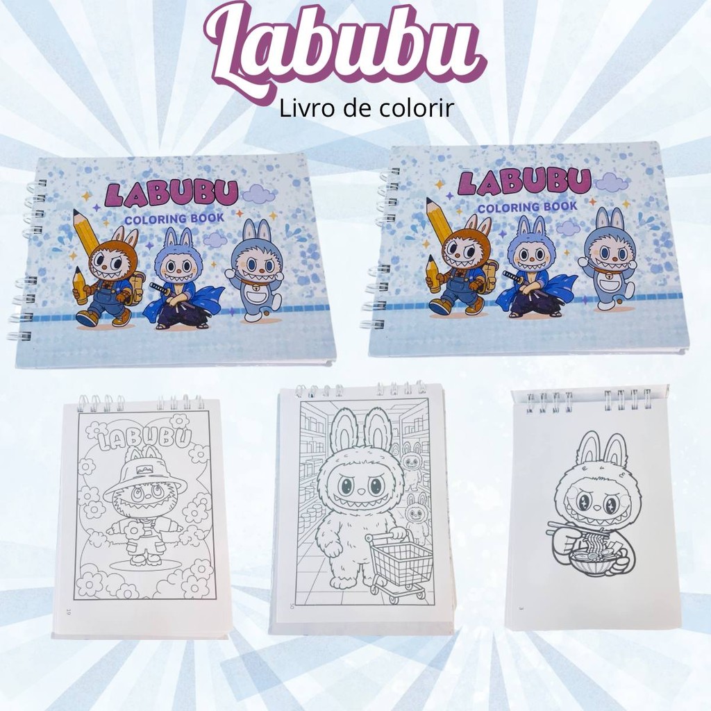 Livro de Colorir Labubu Fofo Infantil Caderno de Desenho para pintar ...