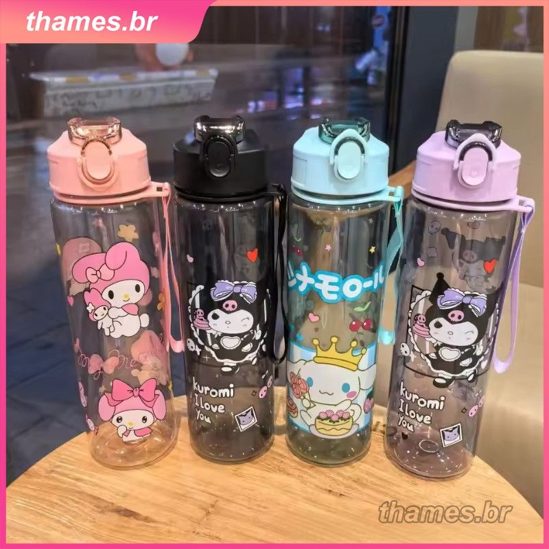 Garrafa de água Sanrio Kuromi My Melody 800ml, copo para meninas