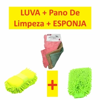 Conjunto Esponjas Com Pegadores Luvas E Pano De Limpeza Multiuso Microfibra Lavagem Automotiva Carro Caminhão Moto 30Cm em Oferta na Shopee