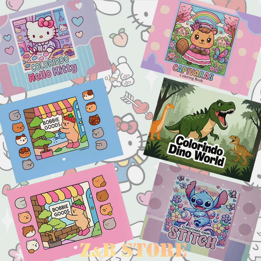 Livro Colorir Infantil BOB GOODS com Hello Kitty, Stitch, Capivara e ...