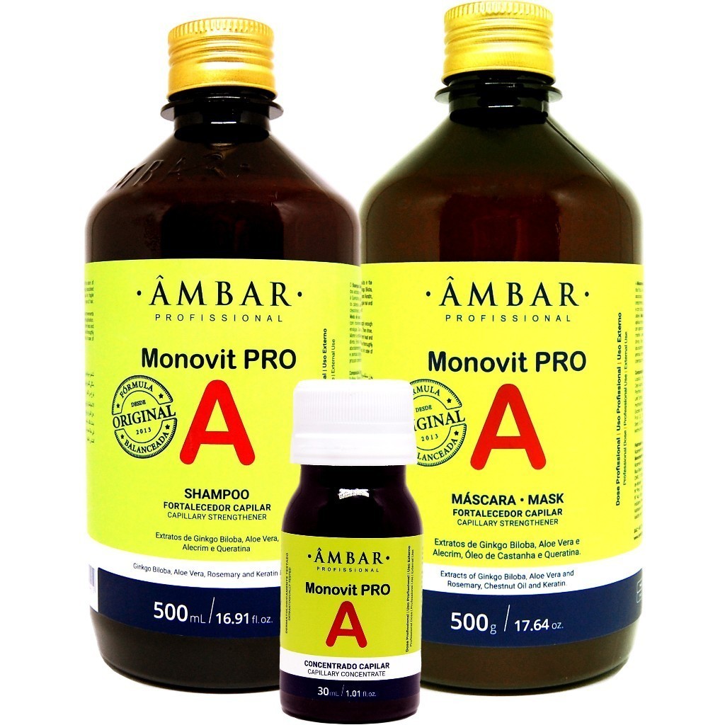 Kit Monovit Pro A Ambar vitamina A Crescimento capilar acelerado ...