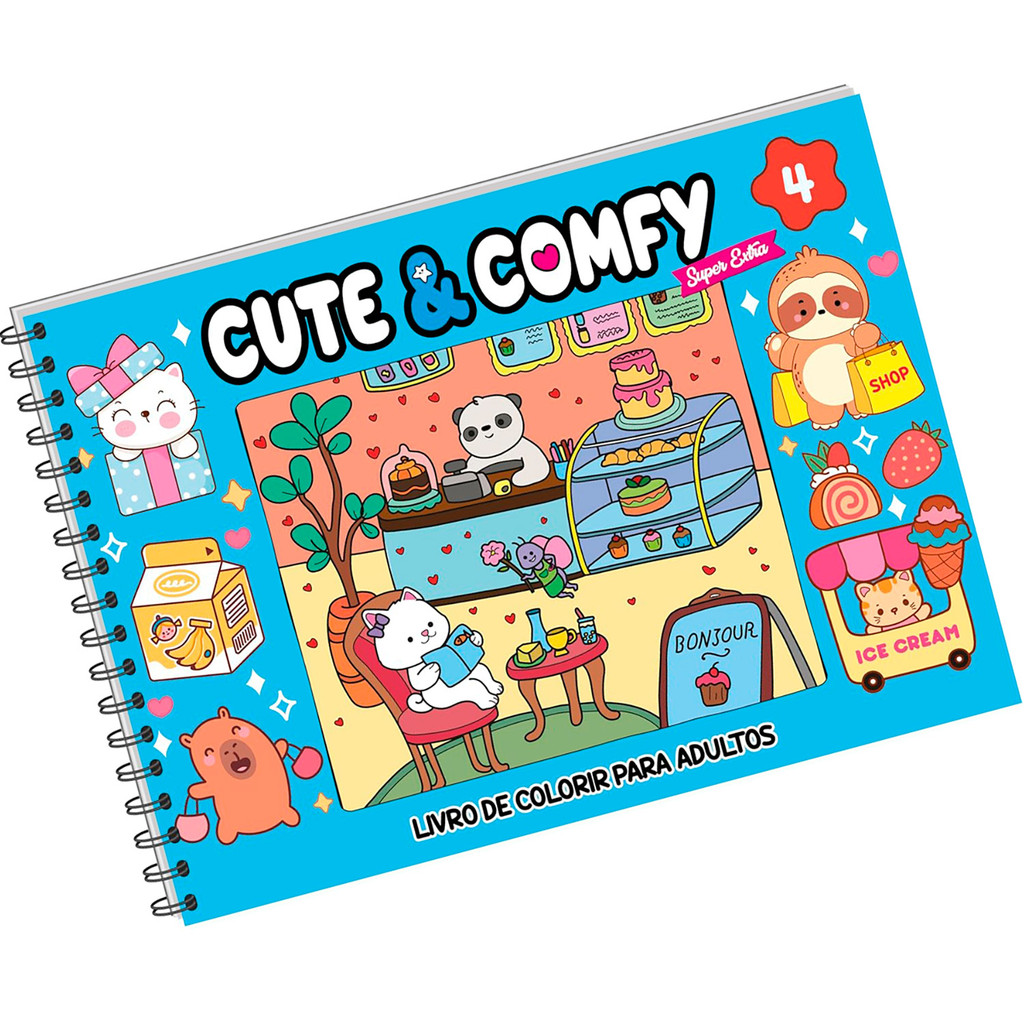 Livro de Colorir Cute & Comfy Super Extra Ed. 04 Capa Dura Holográfica ...