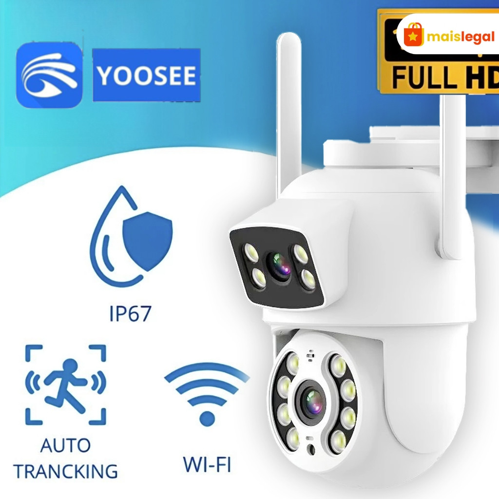 Câmera De Segurança Lente Dupla YOOSEE IP66 Wi-Fi 360° Sensor Movimento ...