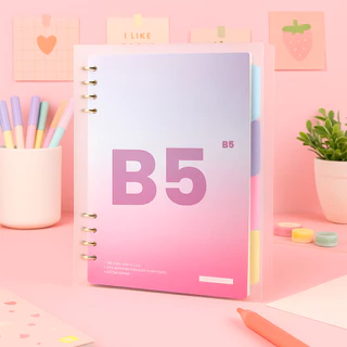 Fichário Escolar Transparente Caderno 8 Argolas Folhas Pautadas B5 Feminino Colegial