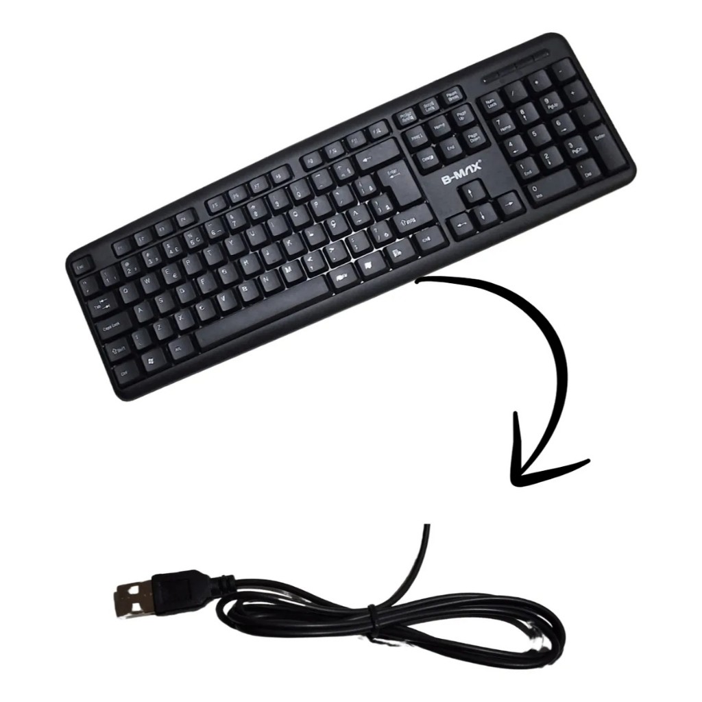 Teclado Usb Com Fio Padrão Brasileiro ABNT2 B-MAX BM-T02 Ergonômico E Rápido Envio Rápido