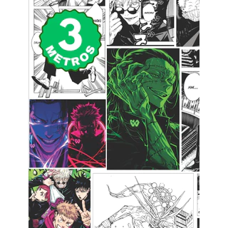 Adesivo Papel de Parede Jujutso Kaisen Manga Anime Colorido Lavável 3 Metros Geek Gamer