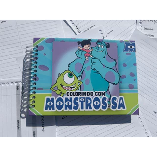 Caderno de Pintura Infantil A6 Mini • Tema Monstros S.A. Capa Dura em Oferta na Shopee
