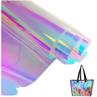Plastico Cristal Transparente Holografico Furta--cor Efeito Camaleao para Bolsas Enfeites Toalhas de Mesa