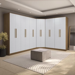 Quarto Modulado Kappesberg Adapt Nogueira/Branco 12 Portas 342cm x 263cm em Oferta na Shopee