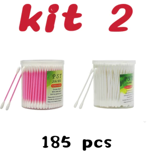 Kit 2  Cotonetes Hastes Flexíveis + Pote com 185 Unidades em Oferta na Shopee