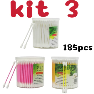 Kit 3  Cotonetes Hastes Flexíveis + Pote com 185 Unidades em Oferta na Shopee